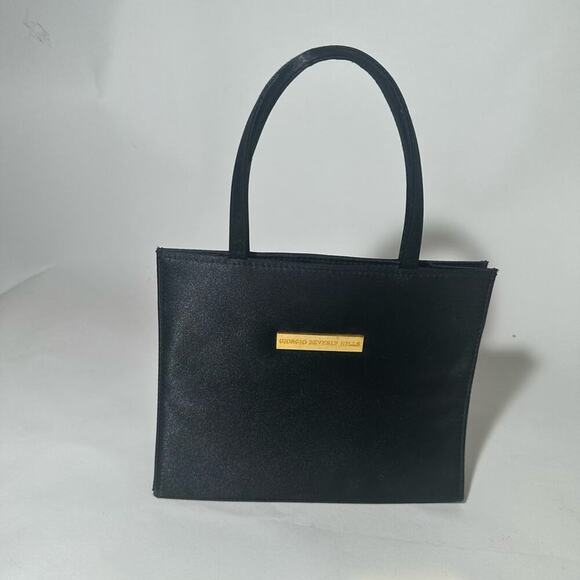 Black Textured Shoulder Bag with Gold Hardware - Picture 1 of 5
